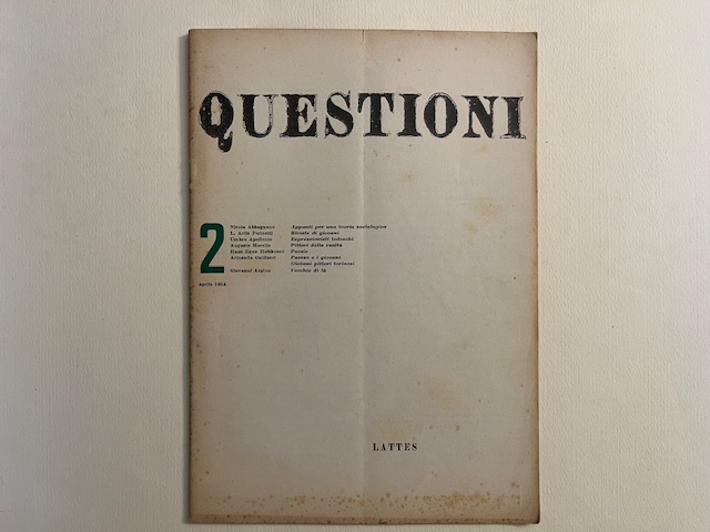 Questioni. Bimestrale di cultura, 2, aprile 1954